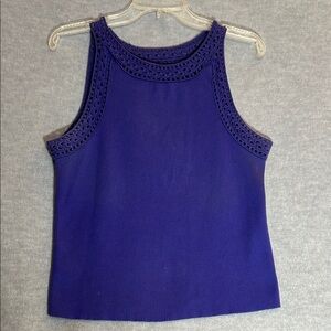 GRACE ELEMENTS Rib Knit Boxy Fit Sleeveless Top  with Crocheted Lace Trim